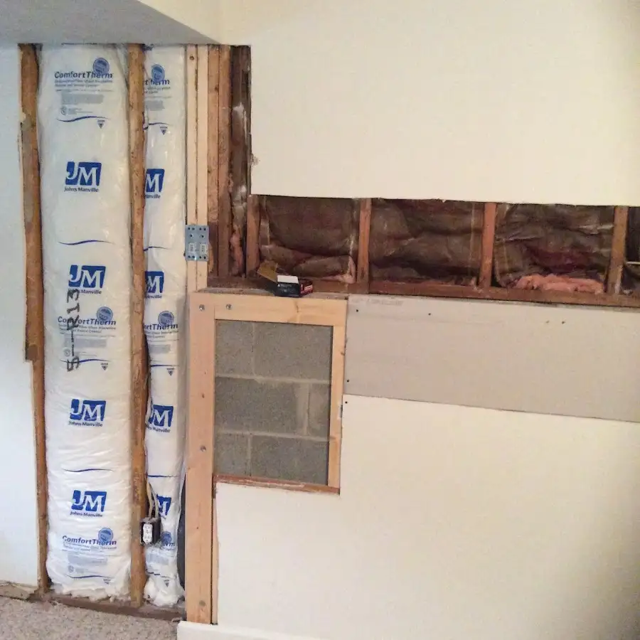 Wall insulation replacement during Basement Flood Cleanup in Southeast